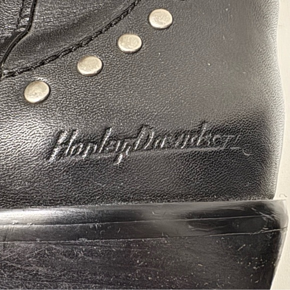 Studded Harley Davidson Black Leather Boots - Picture 9 of 10